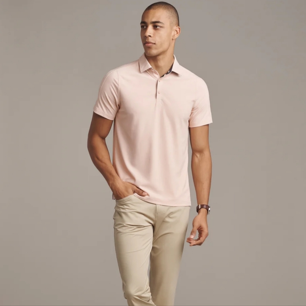 Rhone Regatta Pique Polo Pink Rose Golf Performance‎ Men's XXL